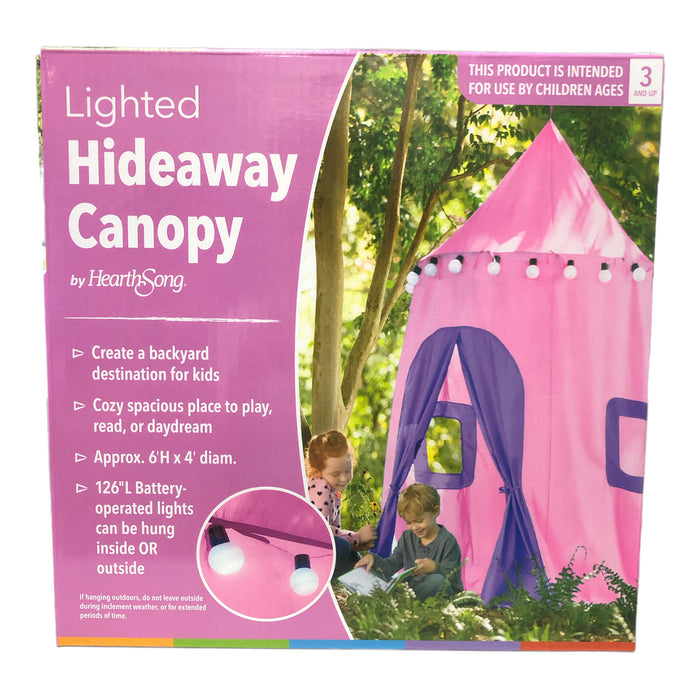 HearthSong Indoor/Outdoor Lighted Hideaway Canopy, Pink