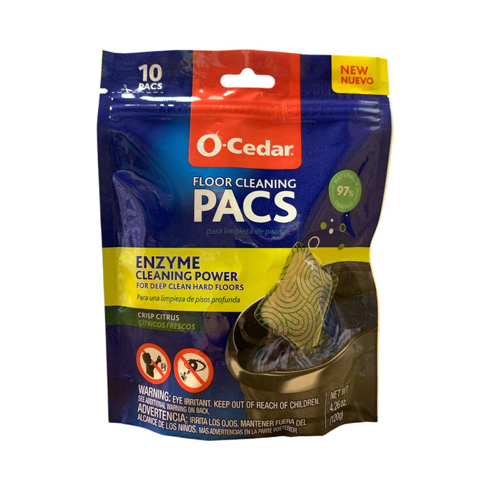 O-Cedar PACS Hard Floor Cleaner - Enzyme Deep Cleaning, Crisp Citrus - 10 PACS