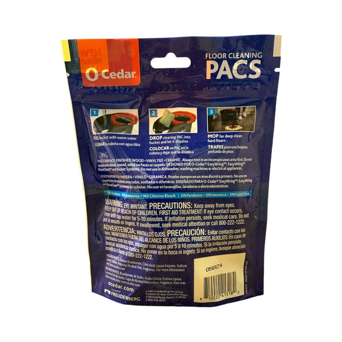 O-Cedar PACS Hard Floor Cleaner - Enzyme Deep Cleaning, Crisp Citrus - 10 PACS