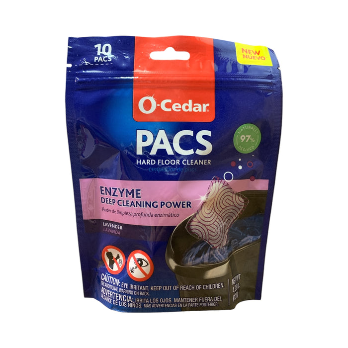 O-Cedar PACS Hard Floor Cleaner - Enzyme Deep Cleaning Power, Lavender - 10 PACS