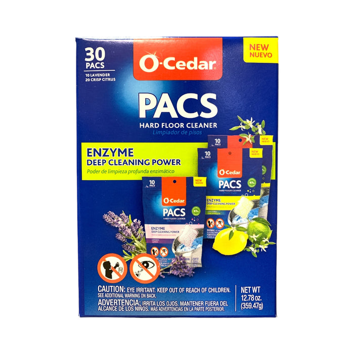 O-Cedar Pacs Hard Floor Cleaner, 30 Pacs - 10 Lavender, 20 Crisp Citrus Scent