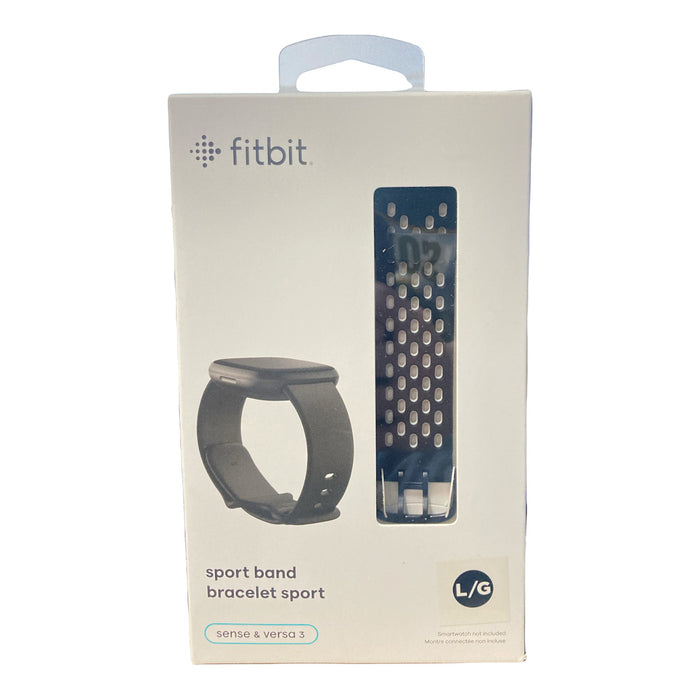 Fitbit Sport Band Accessory for Versa 3 or Sense, Large, Black/Lunar White