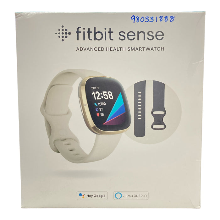 Fitbit Sense Advanced Health Smartwatch Gold White Small Bundle