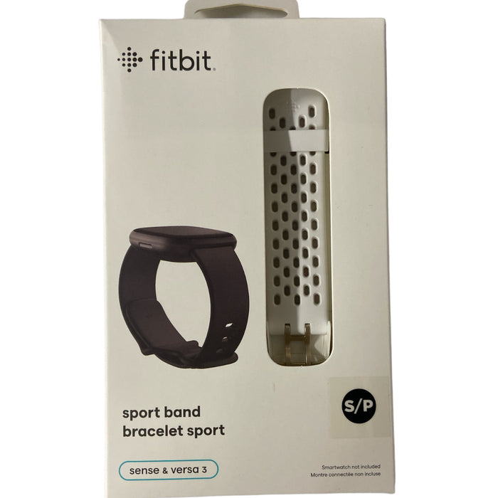 Fitbit Sense & Fitbit Versa 3 Accessory Band, Sport, White/Lunar White, Small