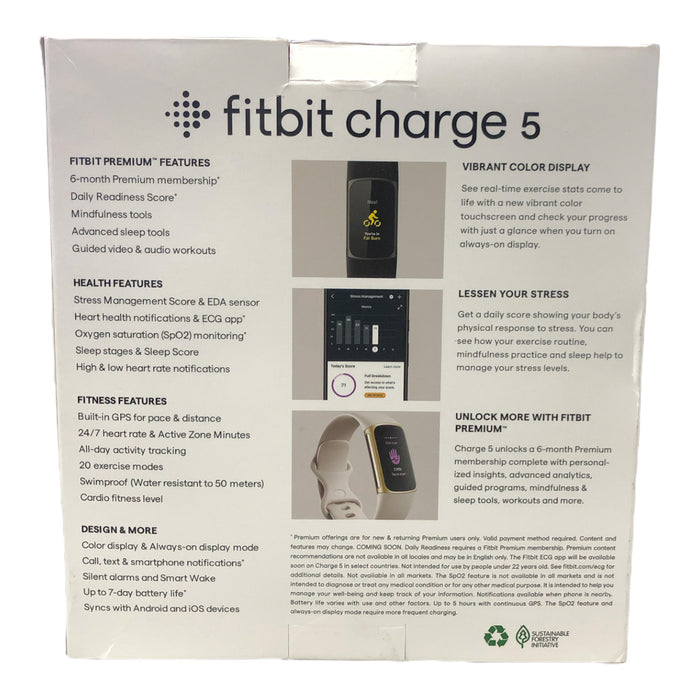 Fitbit Charge 5 Advanced Fitness & Health Tracker Bundle, Soft Gold