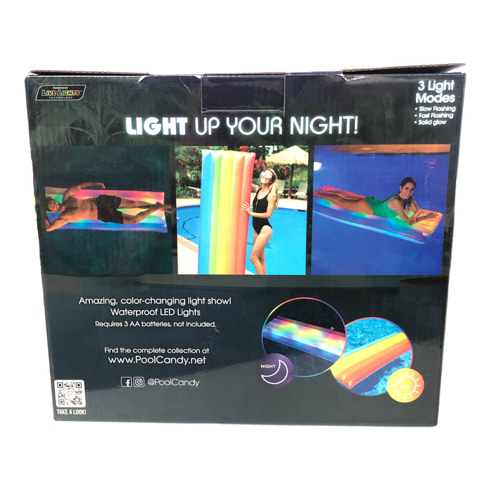 Pool Candy Illuminated 74" Rainbow Light Up Deluxe Pool Raft Float