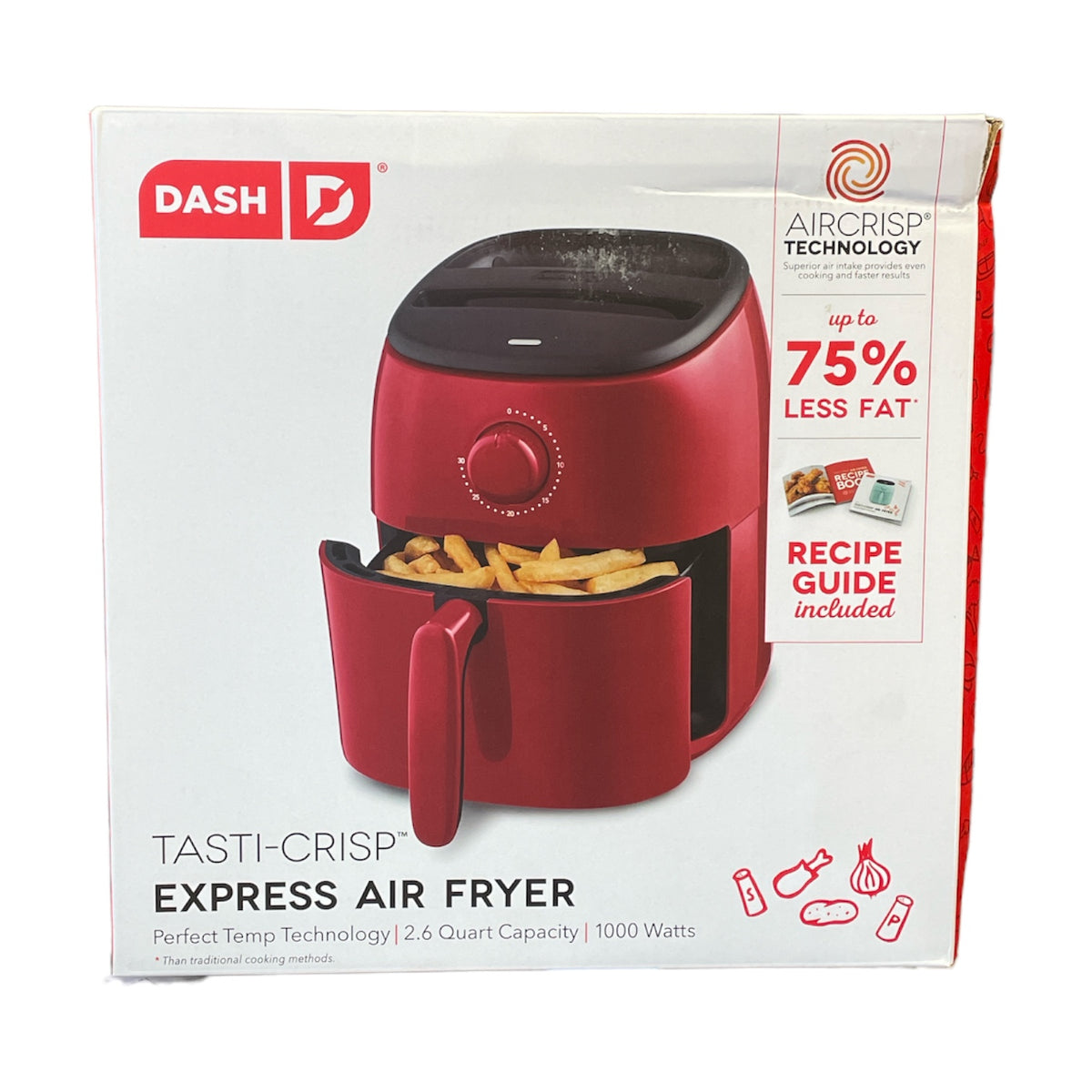 Dash Tasti-Crisp Express Air Fryer, 2.6 Quart with Recipe Guide, Red ...