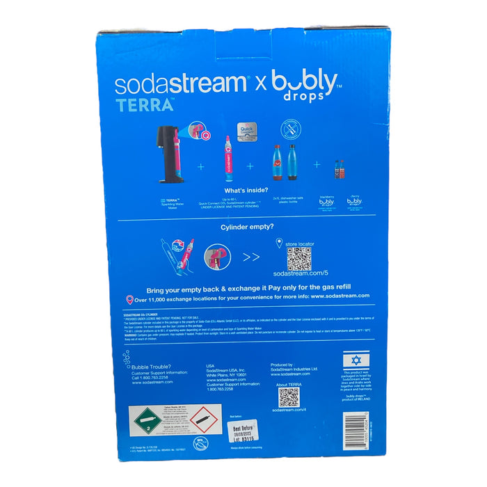 SodaStream Terra Starter Kit with Cherry Bubly Designed Bottle, Black