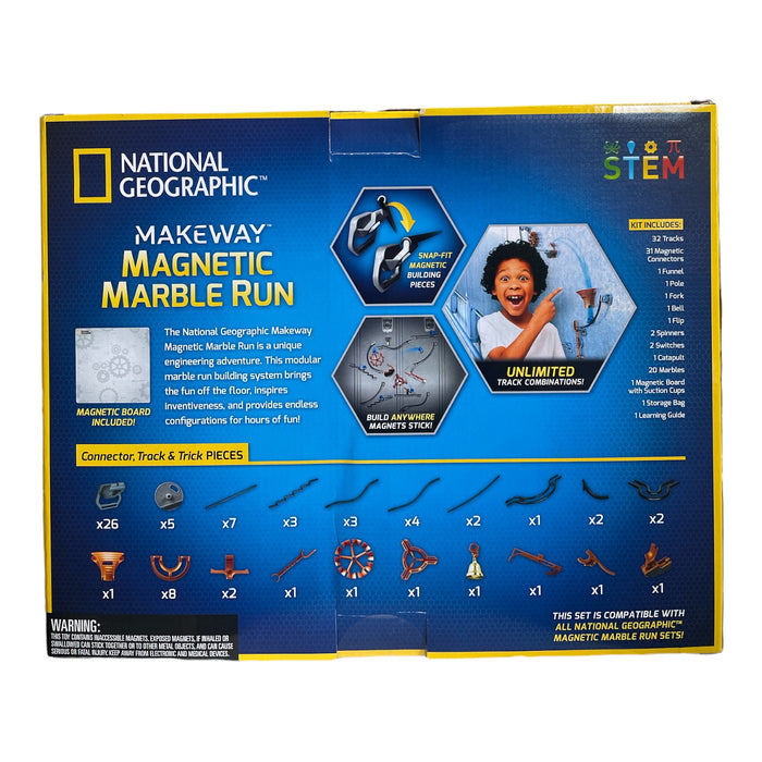 National Geographic STEM Makeway Magnetic Marble Run, 95 Pieces