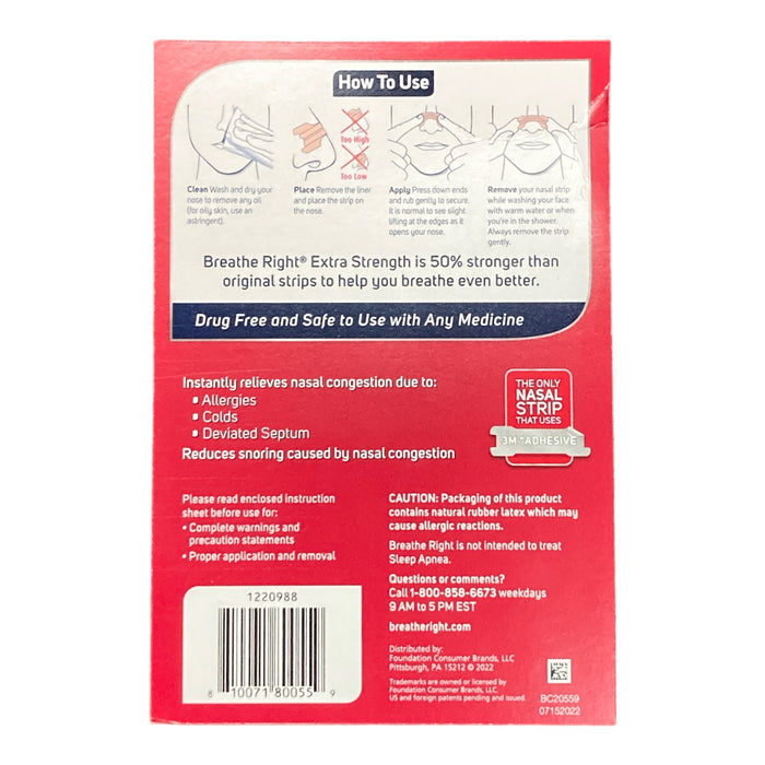 Breathe Right Extra Strength Nasal Strips 72 Strips