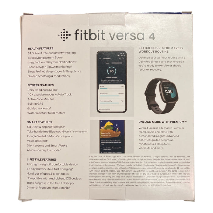 Fitbit Versa 4 Fitness Smart Watch, Black, Graphite Aluminum