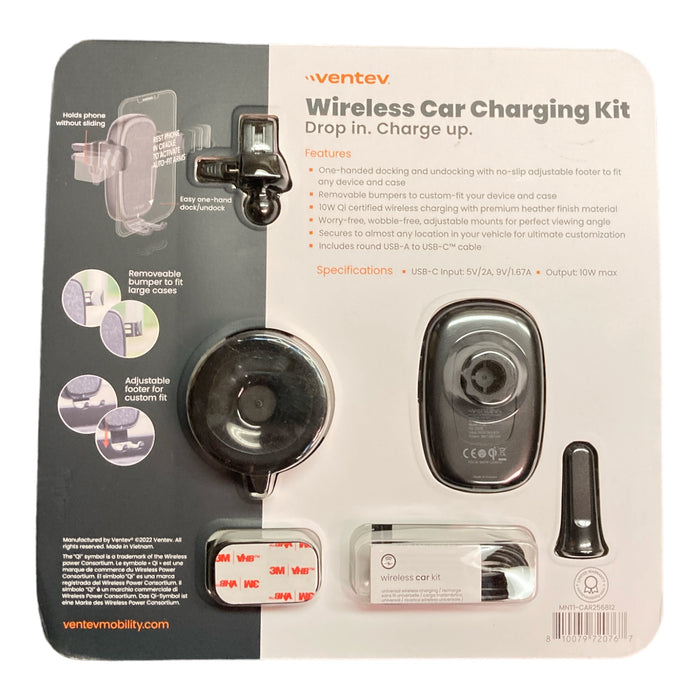 Ventev Wireless Qi Car Charging Kit with 3 Mounting Options