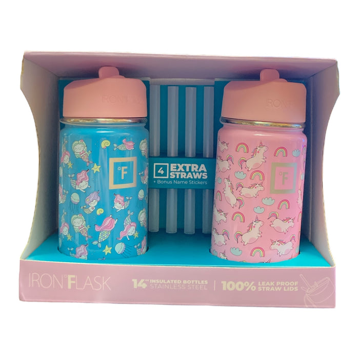 Iron Flask Kids 14-oz BPA Free Stainless Steel Insulated Water Bottles, 2 Pack