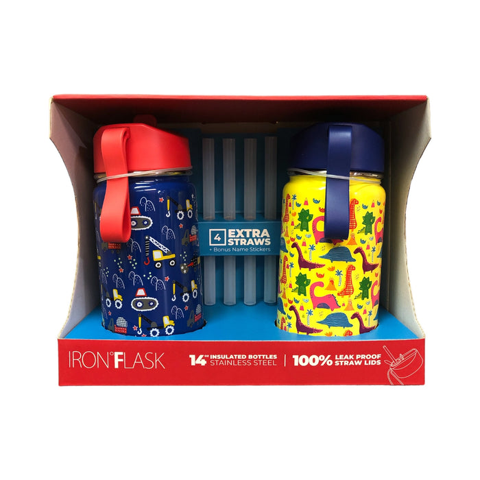 Iron Flask Kids 14-oz BPA Free Stainless Steel Insulated Water Bottles, 2 Pack