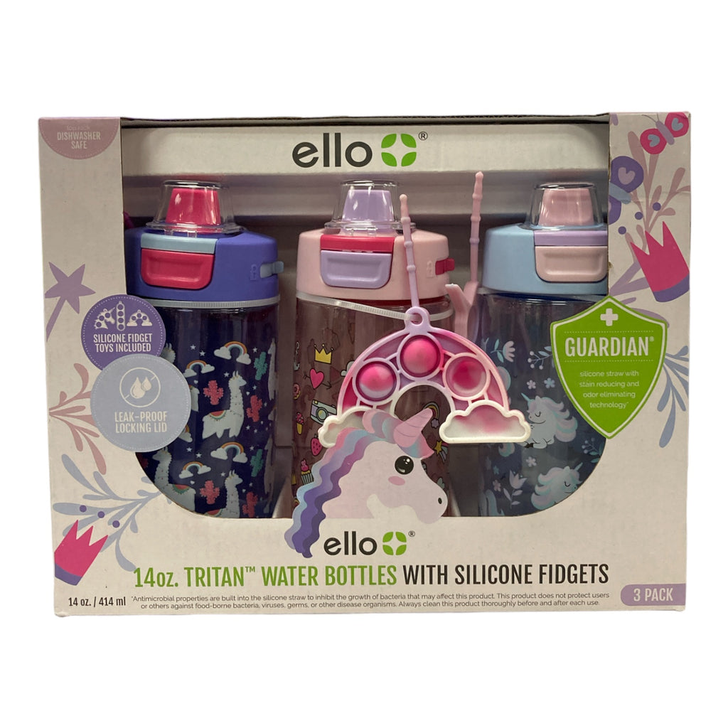 Ello Colby Pop! 14oz Tritan Kids Sweet Escape Water Bottles with Fidget  Toy, 3-Pack 