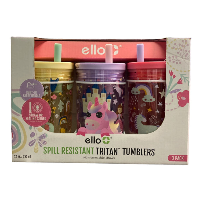 Ello Kids Bop 12oz Tritan Tumbler With Screw-On Lids and Removable Straws 3 Pack