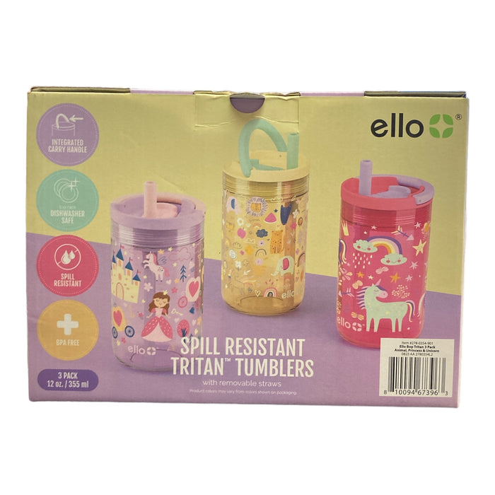 Ello Kids Bop 12oz Tritan Tumbler With Screw-On Lids and Removable Straws 3 Pack