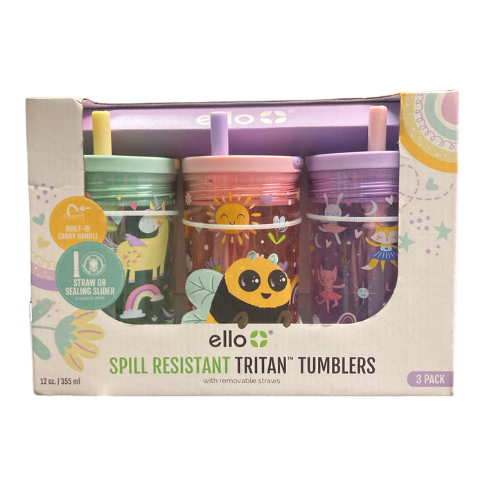 Ello Kids Bop 12oz Tritan Tumbler With Screw-On Lids and Removable Straws 3 Pack