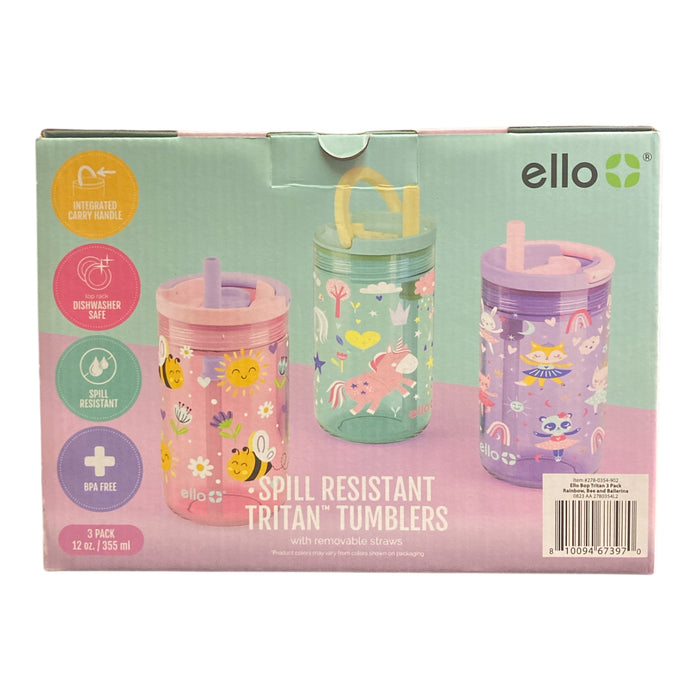 Ello Kids Bop 12oz Tritan Tumbler With Screw-On Lids and Removable Straws 3 Pack