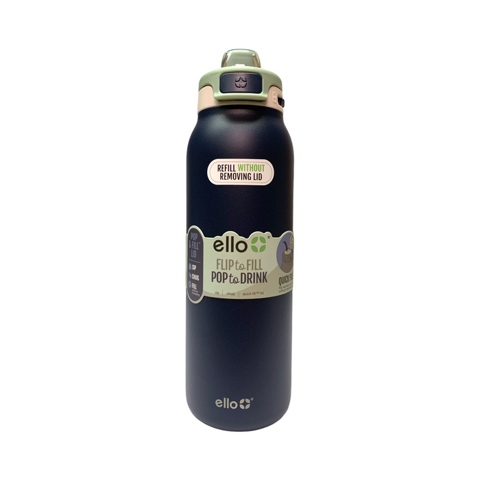 Ello Flip & Fill 32 Oz Bouteille D'eau En Acier Inoxydable Avec Couvercle Rabattable Et Paille Citron Vert Ello Flip & Fill 32 Oz Bouteille D'eau En Acier Inoxydable Avec Couvercle Rabattable Et Paille Citron Vert