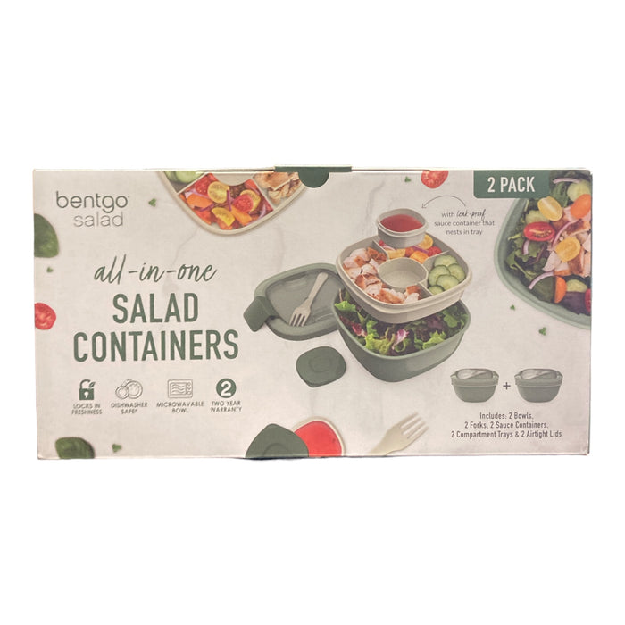 Bentgo Salad Bento Lunch Box, 2-Pack (Khaki Green)
