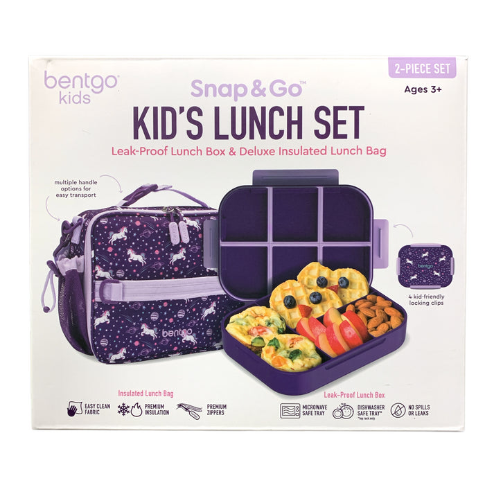 Bentgo Kids Snap & Go Kid's Leak-Proof Lunch Box and Insulated Lunch Bag Set