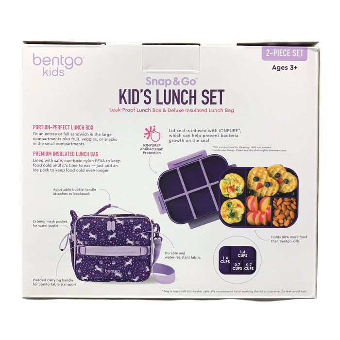 Bentgo Kids Snap & Go Kid's Leak-Proof Lunch Box and Insulated Lunch Bag Set