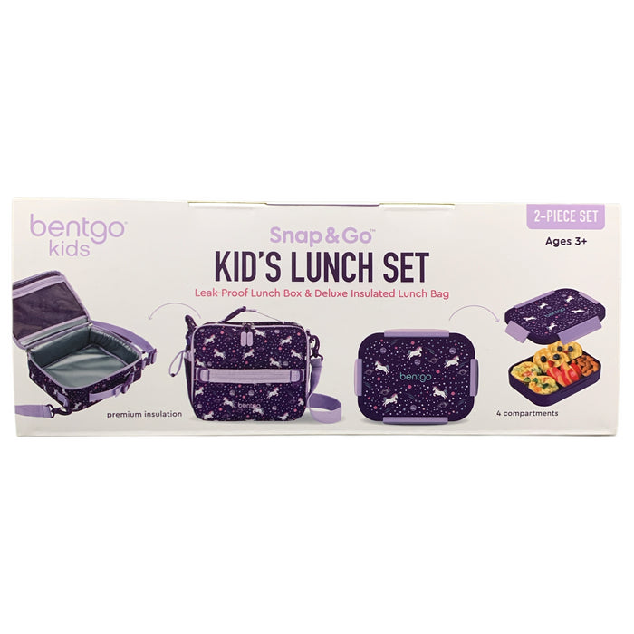 Bentgo Kids Snap & Go Kid's Leak-Proof Lunch Box and Insulated Lunch Bag Set