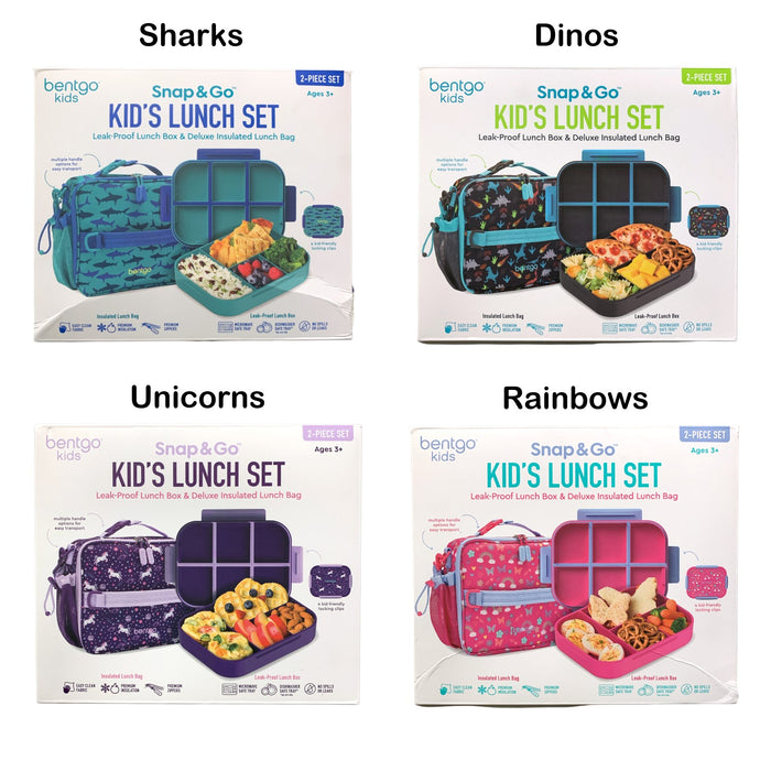 Bentgo Kids Snap & Go Kid's Leak-Proof Lunch Box and Insulated Lunch Bag Set