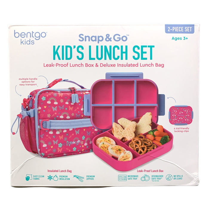 Bentgo Kids Snap & Go Kid's Leak-Proof Lunch Box and Insulated Lunch Bag Set