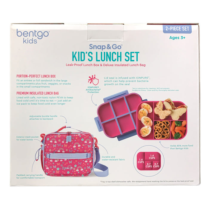 Bentgo Kids Snap & Go Kid's Leak-Proof Lunch Box and Insulated Lunch Bag Set