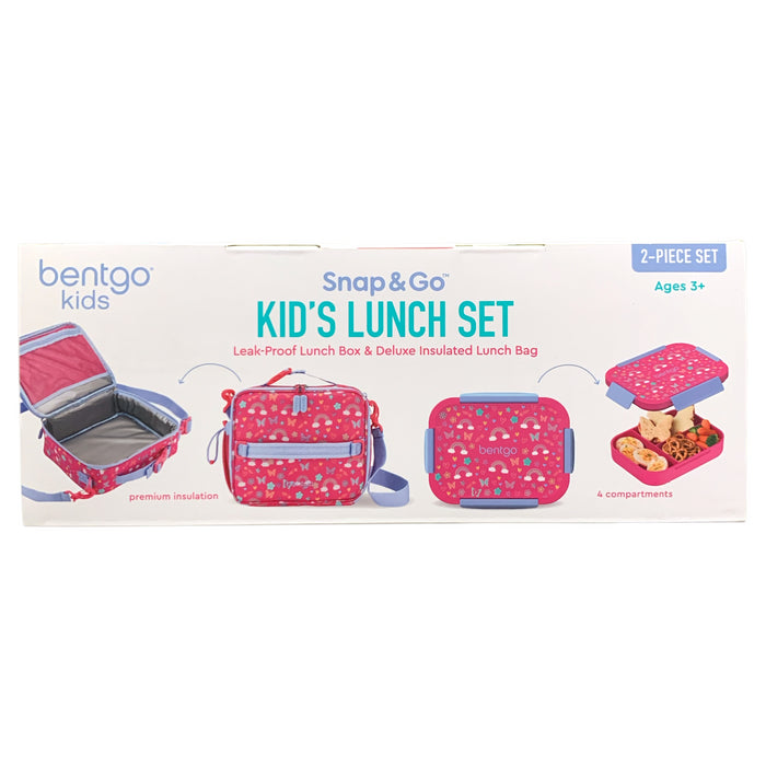 Bentgo Kids Snap & Go Kid's Leak-Proof Lunch Box and Insulated Lunch Bag Set