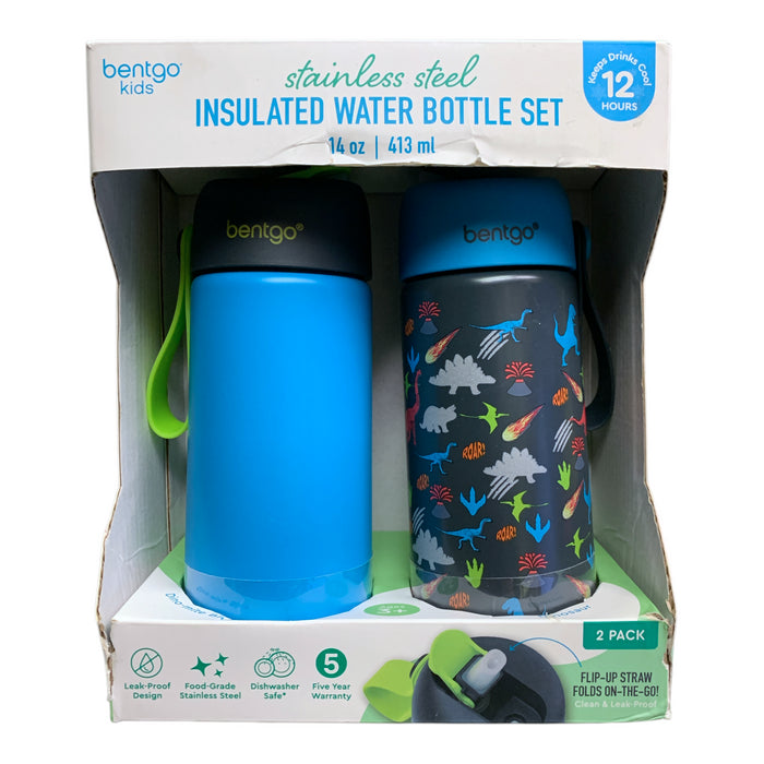 Bentgo Kids Stainless Steel Insulated Water Bottle Set, 14oz/413mL, 2-Pack