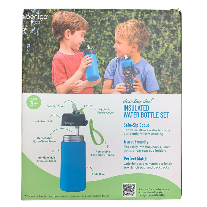 Bentgo Kids Stainless Steel Insulated Water Bottle Set, 14oz/413mL, 2-Pack