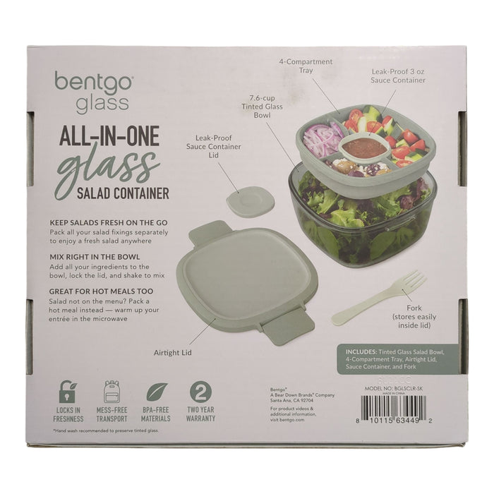 Bentgo All-in-One Tinted Glass 61oz Salad Container, Five-Piece Set
