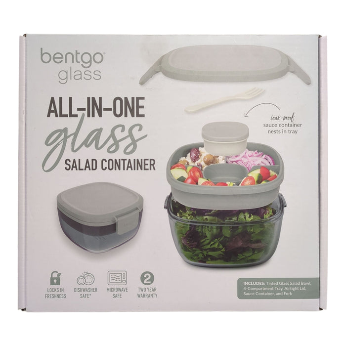 Bentgo All-in-One Tinted Glass 61oz Salad Container, Five-Piece Set