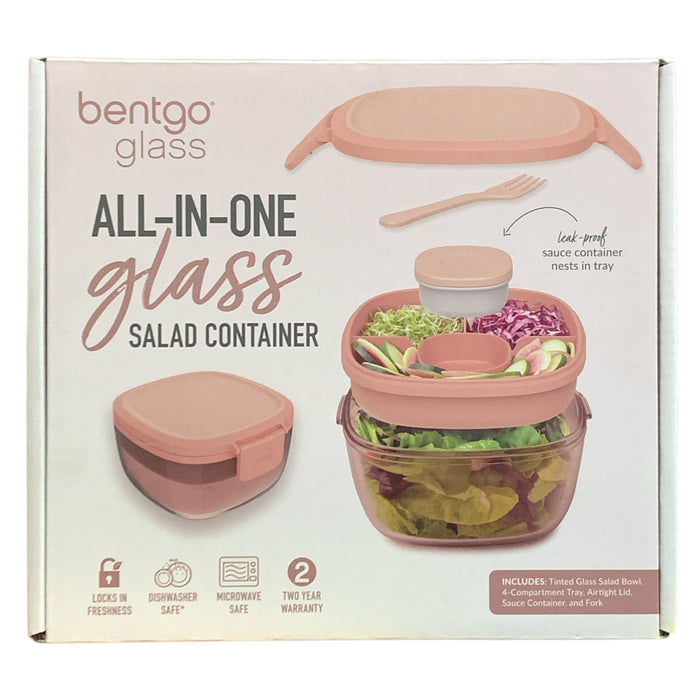 Bentgo All-in-One Tinted Glass 61oz Salad Container, Five-Piece Set