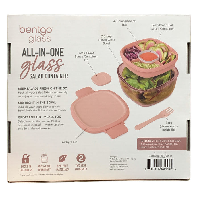 Bentgo All-in-One Tinted Glass 61oz Salad Container, Five-Piece Set