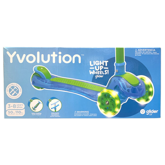 Yvolution Glider Air Three Wheel YGlider Scooter, Ages 3 - 5 (Blue/Green)