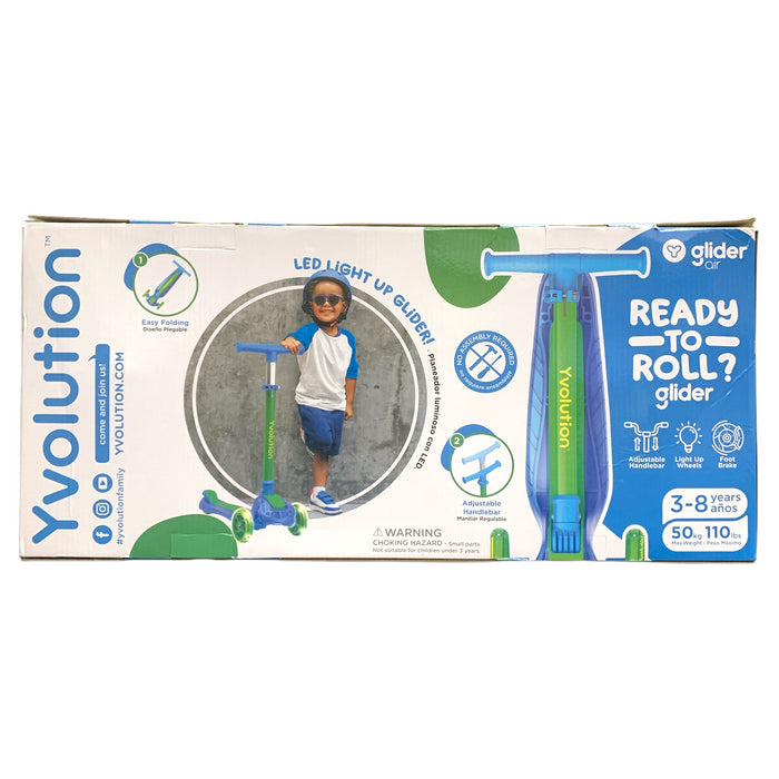 Yvolution Glider Air Three Wheel YGlider Scooter, Ages 3 - 5 (Blue/Green)