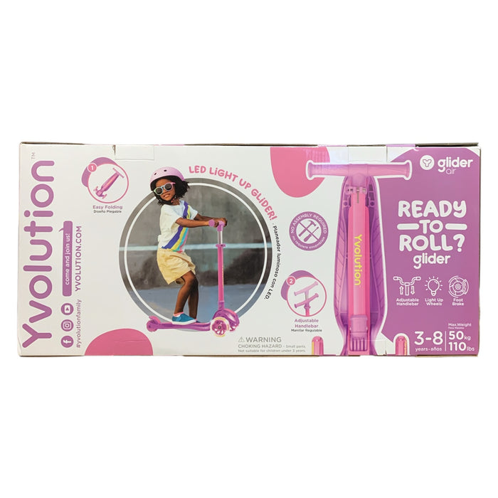 Yvolution Glider Air Three Wheel YGlider Scooter, Ages 3 - 5 (Pink/Purple)