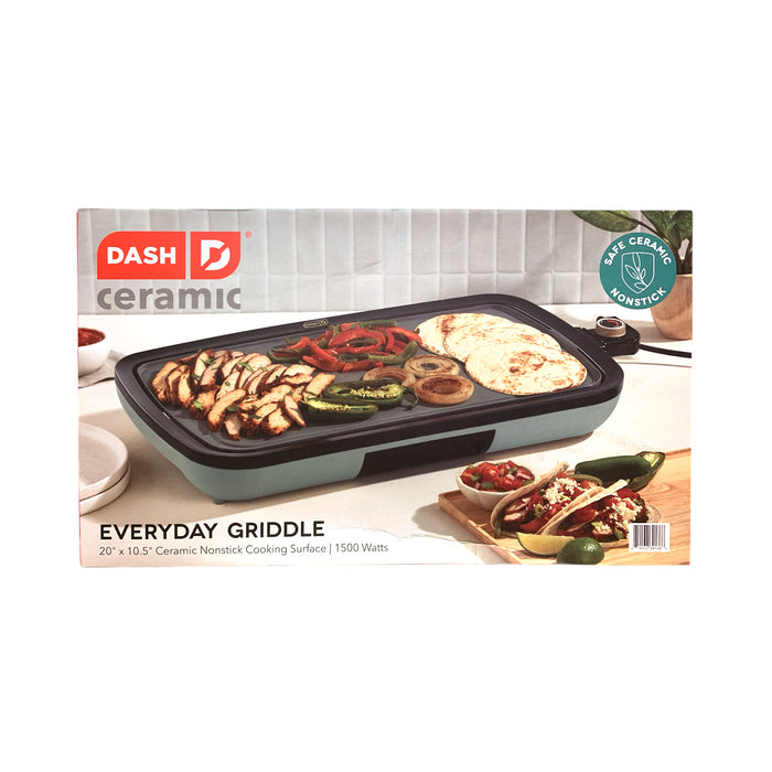 Dash Everyday Ceramic Nonstick Electric Griddle, 20"x10.5" Cook Surface, Sage