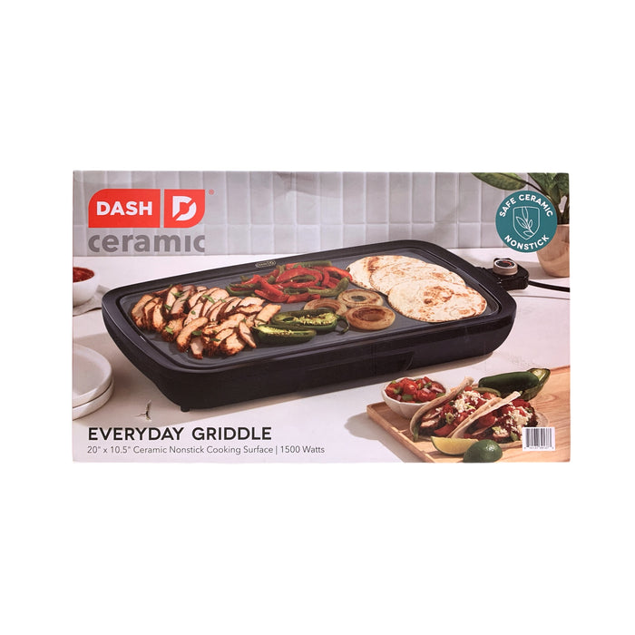 Dash Everyday Ceramic Nonstick Electric Griddle, 20"x10.5" Cook Surface, Black