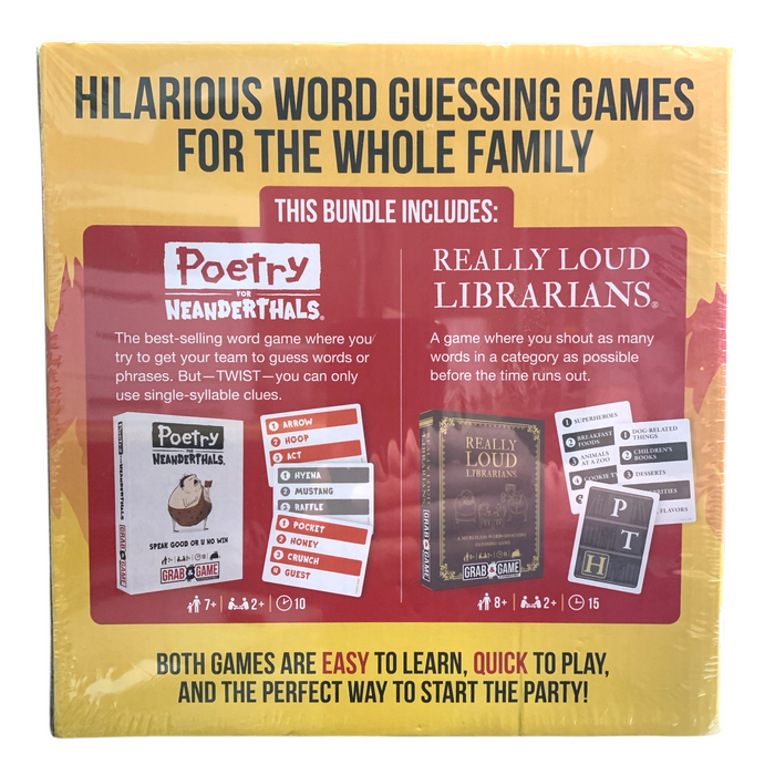 Grab & Game 2-Pack Party Games, Really Loud Librarians & Poetry for Neanderthals