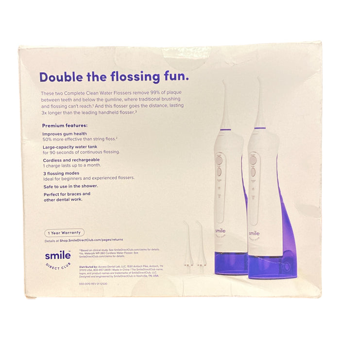 Smiledirectclub Complete Clean Water Flosser Twin Pack, 2 Flossers, 4 Tips