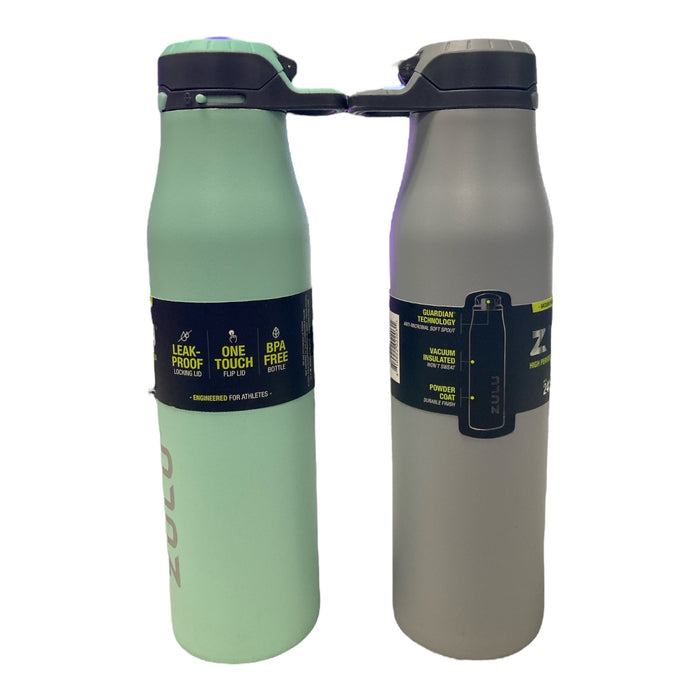 ZULU 26 oz. Stainless Insulated Water Bottle, 2 Pack (Yuca/Grey)