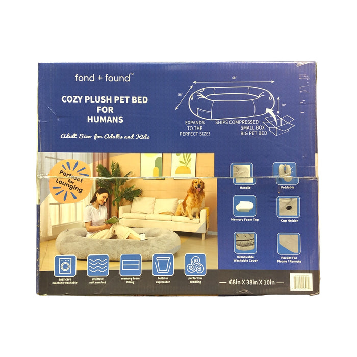fond + found Cozy Plush Pet Bed for Humans, Adult Size for Adults and Kids