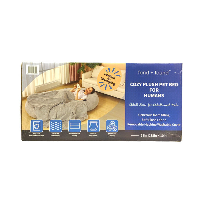 fond + found Cozy Plush Pet Bed for Humans, Adult Size for Adults and Kids