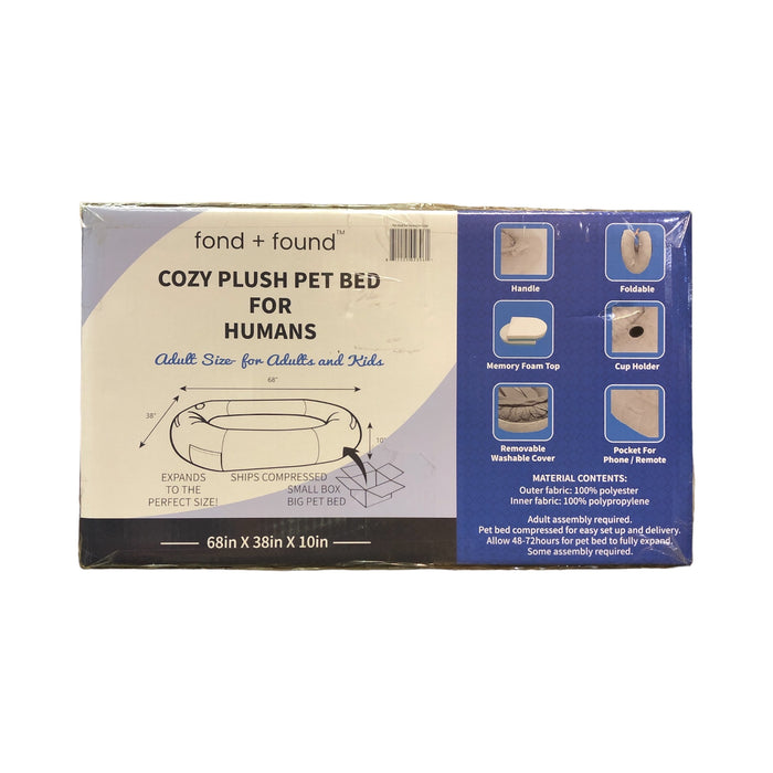 fond + found Cozy Plush Pet Bed for Humans, Adult Size for Adults and Kids