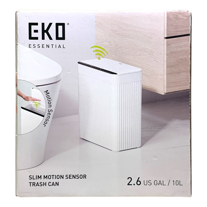 EKO Essentials 2.6 Gal. Slim Motion Sensor Trash Can - White